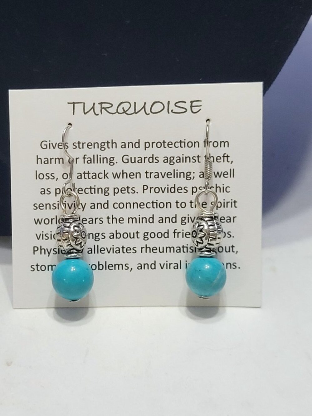 Vintage Natural Stone Turquoise Dangle Drop Earrings